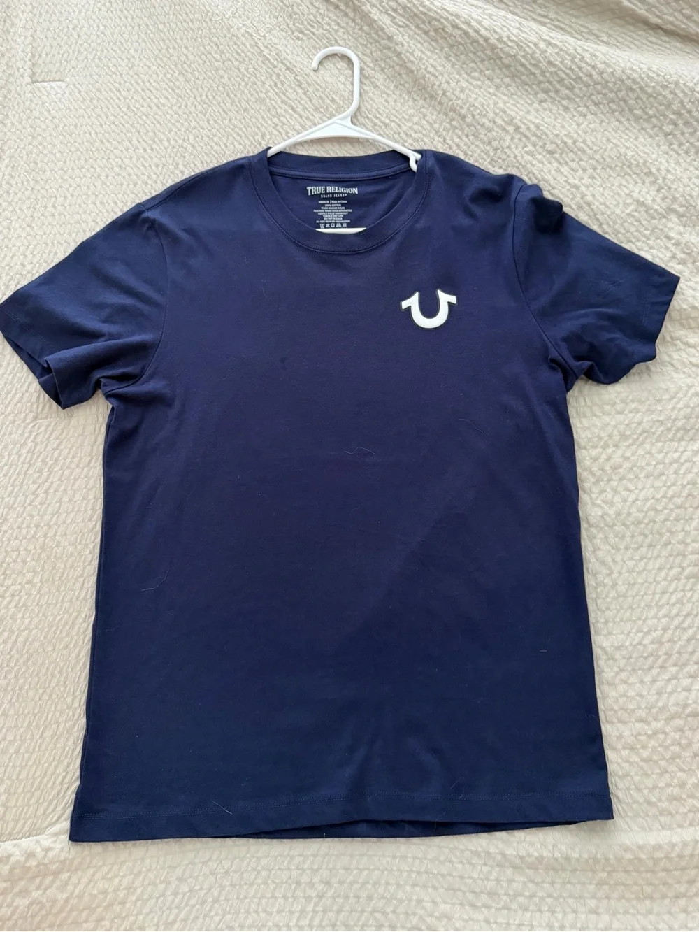 True Religion Navy Short Sleeve Logo Tee with White Horseshoe